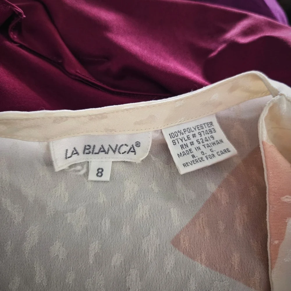 Vintage‎ 90s La Blanca Cream Blouse Blazer Lightweight Minimal Chic Retro